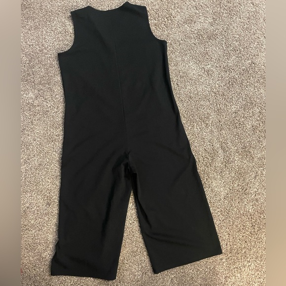 Eileen Fisher Organic Cotton Ponte Jumpsuit Size Medium Easy Fit Cropped Black - Picture 11 of 13